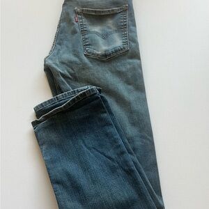 Levis 513 Mens Size 31x32 Medium Wash Distressed Ripped Slim Straight Jeans (E4)